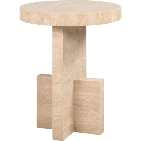 Table d'appoint travertin beige élégance italienne - beige travertin naturel élégant