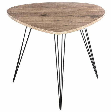 Table d'Appoint Triangulaire Effet Bois 69x54x60 cm - SILUMEN