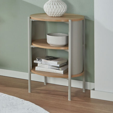 Table d'appoint triple plateau 45x60 cm en bois et métal beige - ERZKA