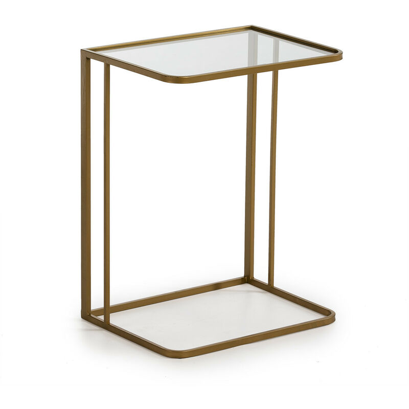 Les Tendances - Table d'appoint verre transparent et métal doré Vera