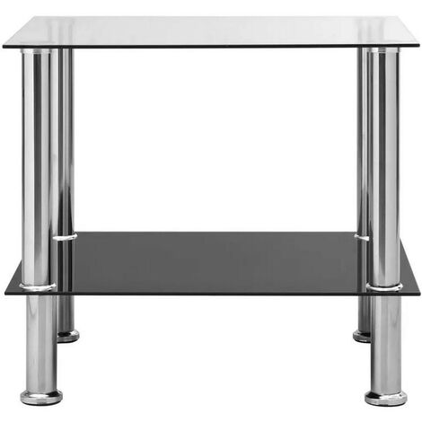 Table d'appoint verre trempé transparent et pieds métal gris Cilae