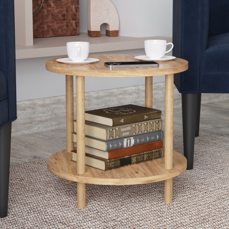 [en.casa] - Table d'appoint Ves 49 x 42 cm effet bois