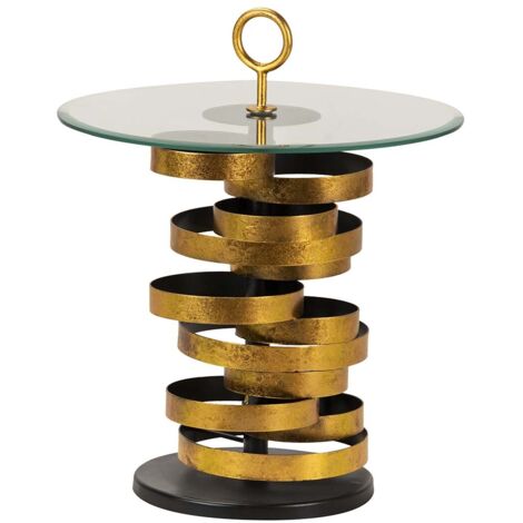 Table d'appoint Yuku en métal et cristal doré 51 x 51 x 66 cm