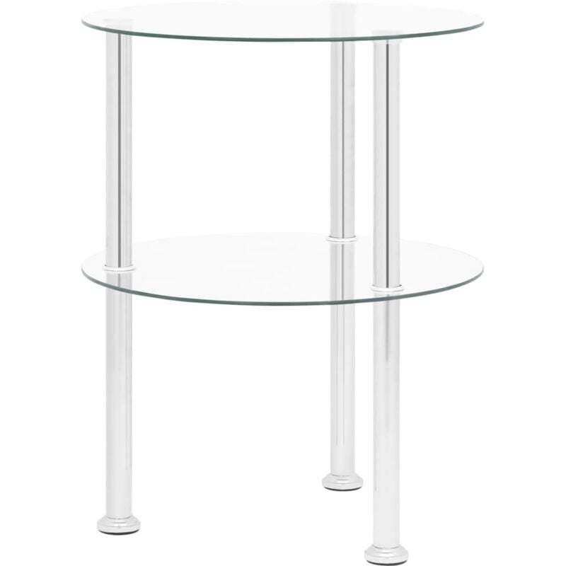 Design In - Table d'appoint,Bout de canapé,Table Basse 2 niveaux Transparent 38 cm Verre trempé CFW20425