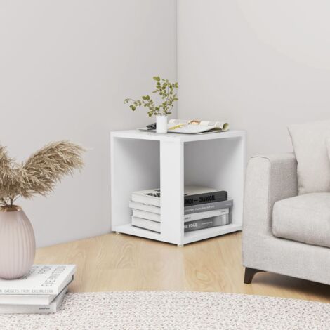 Table d'appoint，Bout de canapé，Table Basse Blanc 33x33x34,5 cm Aggloméré CFW92954