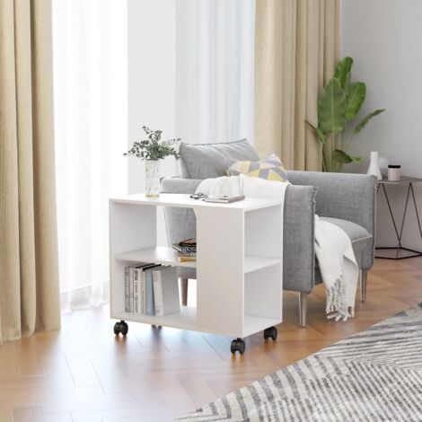 Table d'appoint，Bout de canapé，Table Basse Blanc 70x35x55 cm Bois d'ingénierie CFW51496