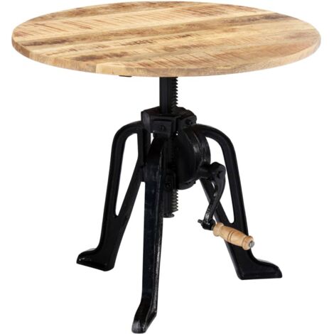 Table d'appoint,Table basse,Table de Salon 60x(46-63) cm Bois de manguier massif et fonte CFW83994