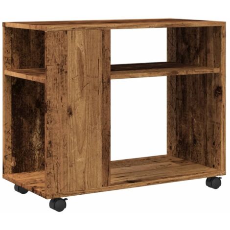 Table d'appoint，Table basse，Table de Salon avec roues vieux bois bois d'ingénierie CFW85725