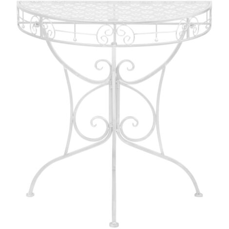 Table d'appoint，Table basse，Table de Salon Vintage Demi-ronde Métal 72x36x74 cm Argenté CFW10222