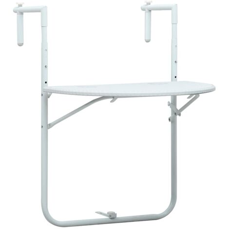 Table de balcon aspect rotin Blanc 60x64x83.5 cm