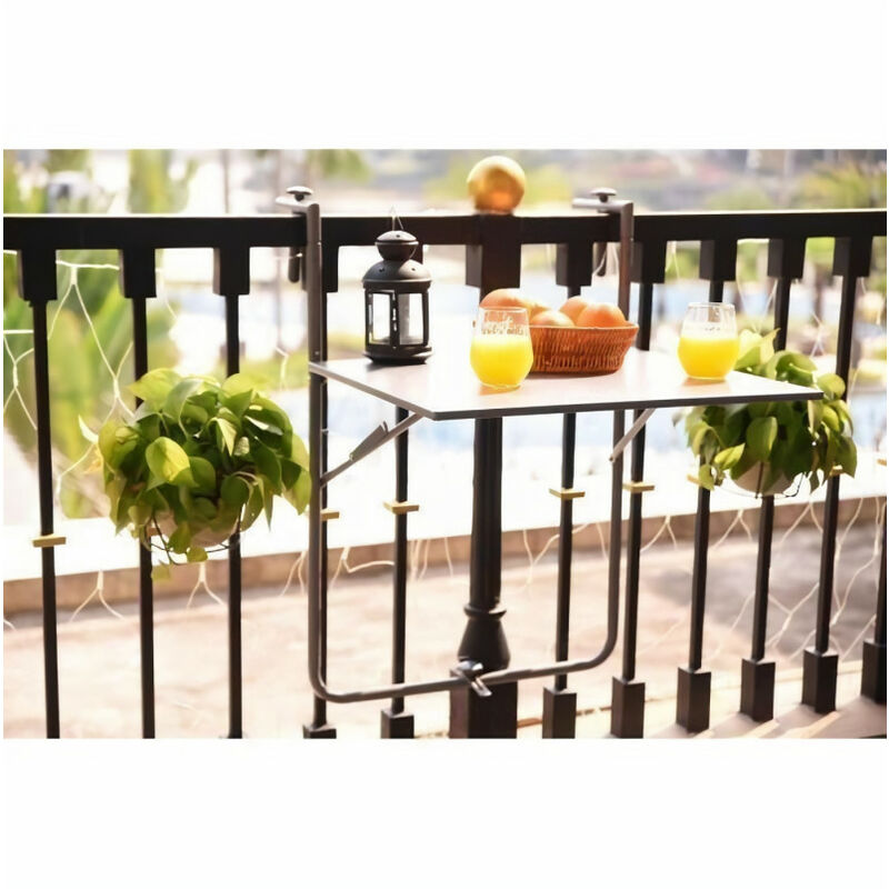 Table de balcon en Acier - Rabattable & Hauteur ajustable - 60 x 78 x 86-101 cm - Gris