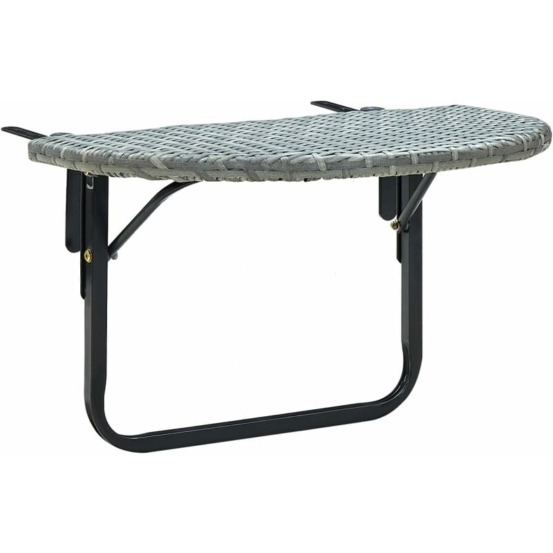 Torana - Table de balcon Gris 60x60x40 cm Résine tressée