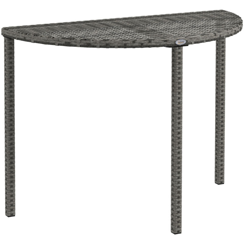 Table De Balcon Halbronde 100 X 50 X 74 Cm En Polyrattan Et Métal, Pour Terrasse
