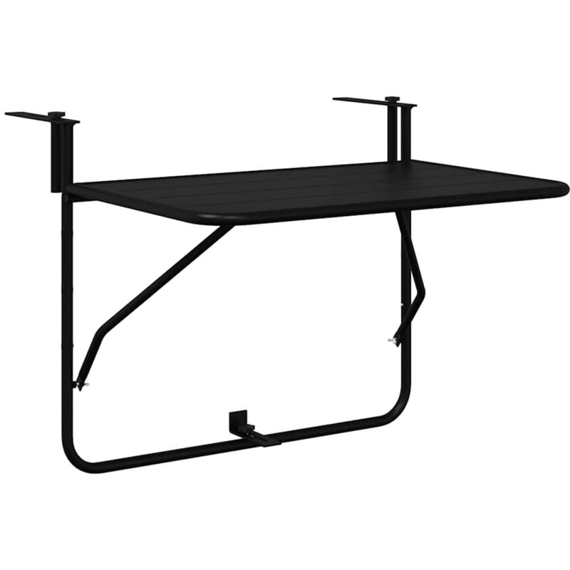 Vidaxl - Table Suspendue de Balcon Noir 60 x 39 x 65 cm Acier