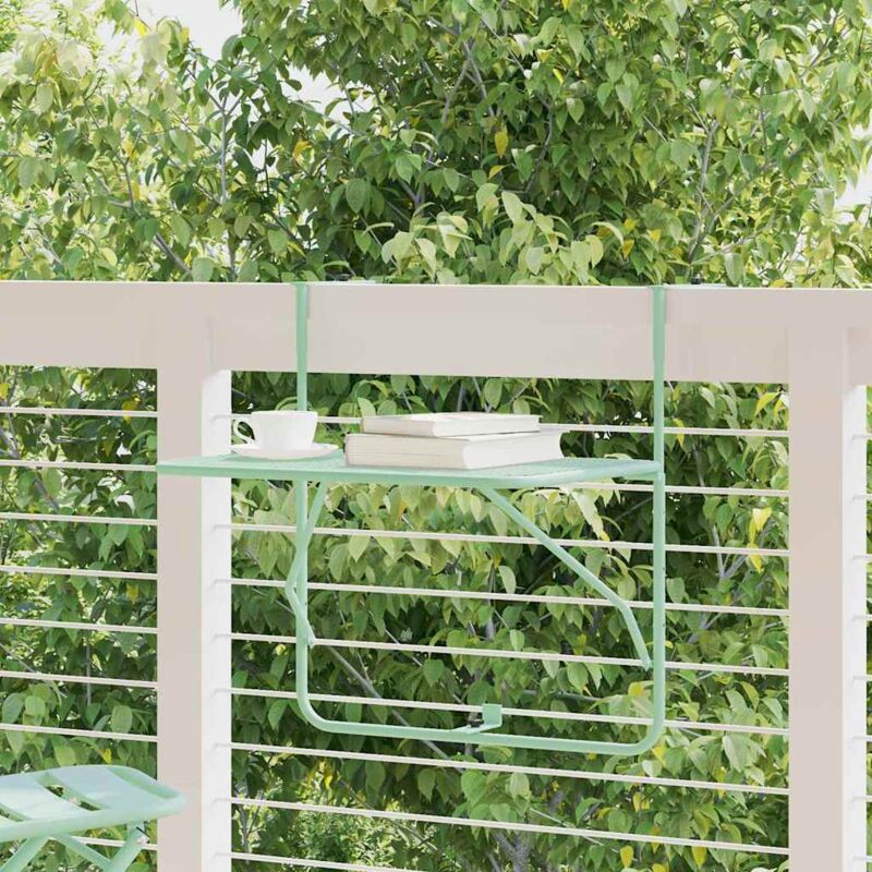 Table Suspendue de Balcon Vert menthe 60 x 39 x 65 cm Acier Vidaxl