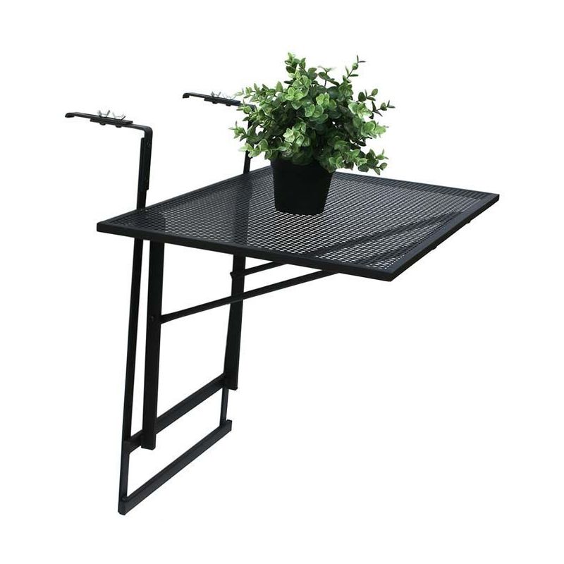 Table de balcon pliable en métal Lina noir - Noir