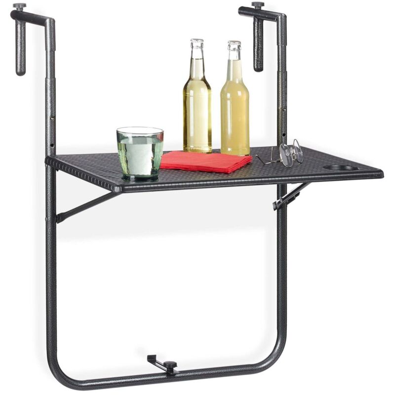 Northix - Table de balcon pliable noire