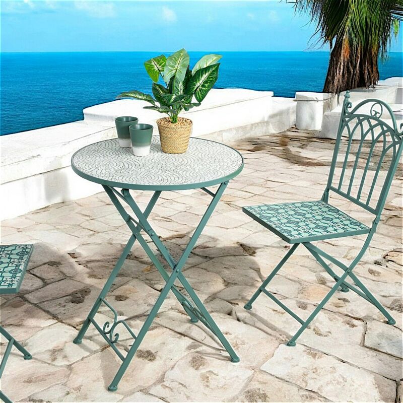 Pier Import - Table de balcon pliante vert d'eau d 60 cm grenade