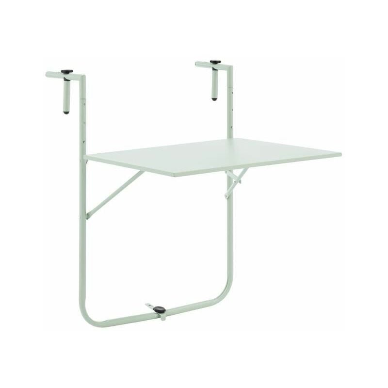 Table de balcon rabattable - Acier - 60 x 75 x 82-92 cm - Vert