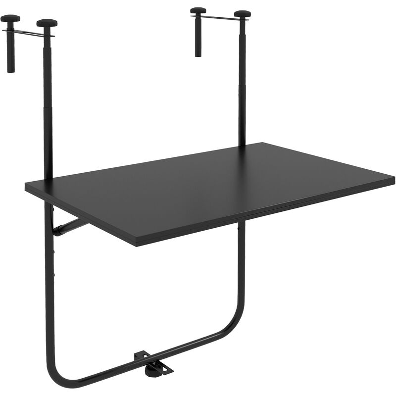 Outsunny - Table de balcon suspendue hauteur réglable métal noir - Noir