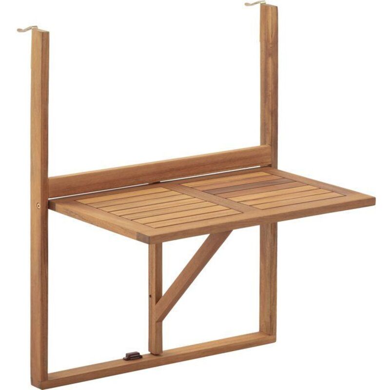 Table de balcon suspendue LILOU - Bois d'acacia FSC - Pliable - 60x44x80 cm