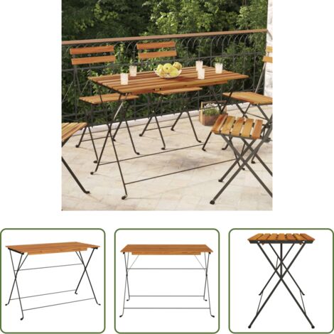 Table de balcon -  Table de bistro pliante 100x54x71cm Bois acacia solide et acier
