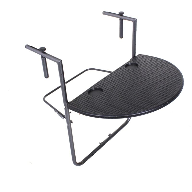Table de balcon, table pliante, aspect rotin 83 x 36 x 39,5cm noir, table de jardin
