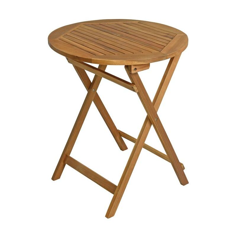 Estexo – Table extensible pliante en bois d'acacia 57 x 72,5 cm – Design compact pour petits espaces – Idéale pour balcon et camping