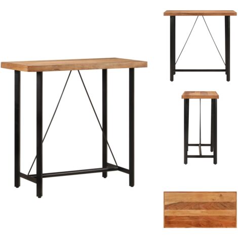 Table de bar 110x55x107 cm bois massif d'acacia et fer - Table De Bar - Table Bistro - Table Acacia - Table Design - Meubles De Jardin