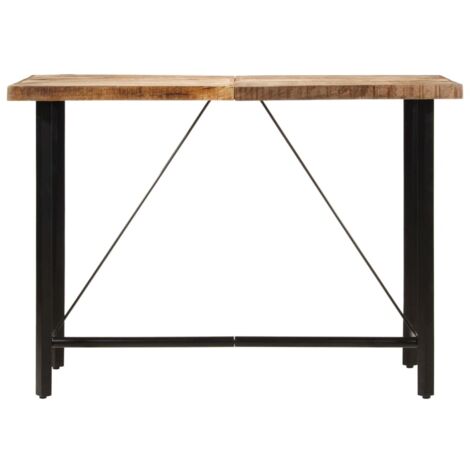 Table de bar 150x70x107 cm bois massif de manguier et fer