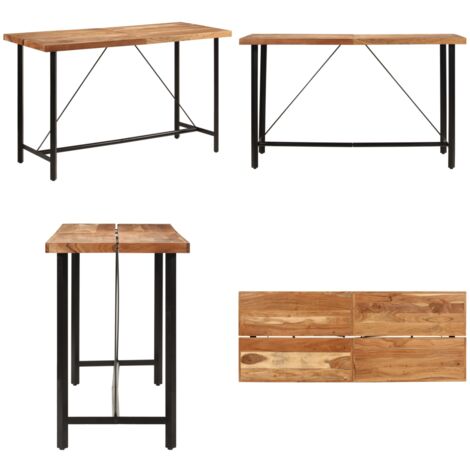 Table de bar 180x70x107 cm bois massif d'acacia et fer - Table De Bar - Table Bistro - Table Acacia - Table Design - Meubles Salon - Home & Living