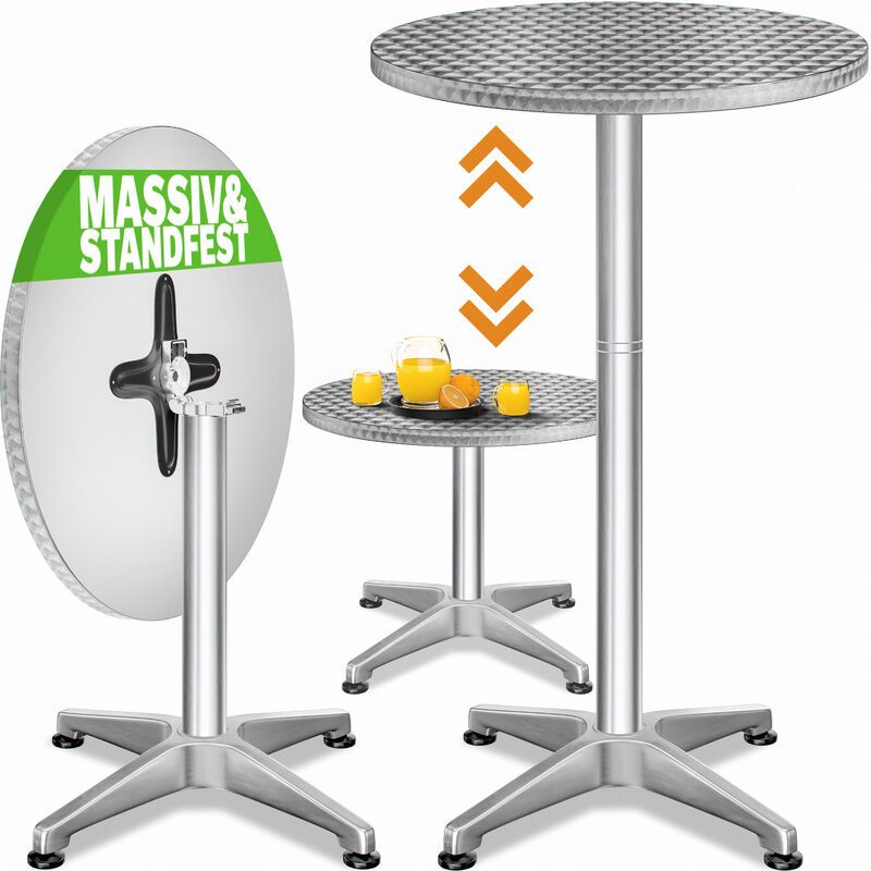 Deuba - Table de bar 2en1 alu hauteur réglable - 70cm/110cm - Cuisine jardin terrasse Réglable en hauteur / pliable
