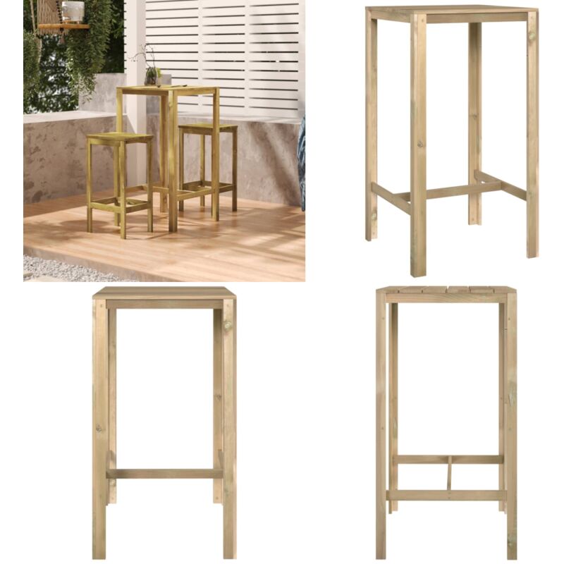 Table de bar 60x60x110 cm Bois de pin imprégné - Table De Jardin - Table De Bar - Mobilier De Jardin - Table En Bois - Table Extérieure - Home &