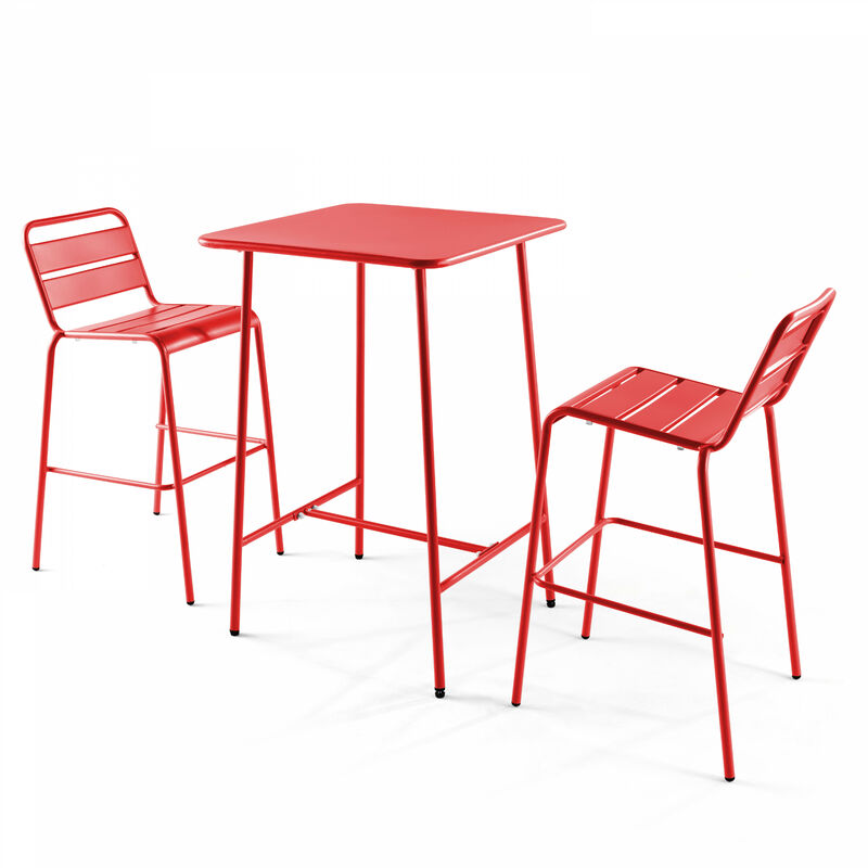 Table de bar et 2 chaises hautes Palavas - Rouge - Rouge