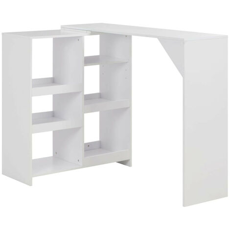 Table de bar amovible avec rangement bois blanc Tekila