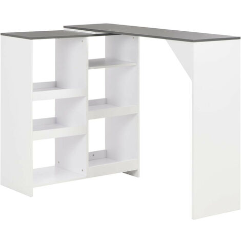 Table de bar amovible avec rangement bois gris et blanc Tekila