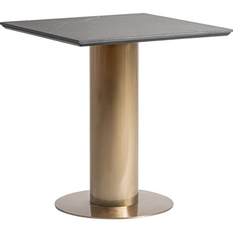 Table de bar art déco dorée finition vieilli avec plateau marbre - Doré vieilli et marbre blanc