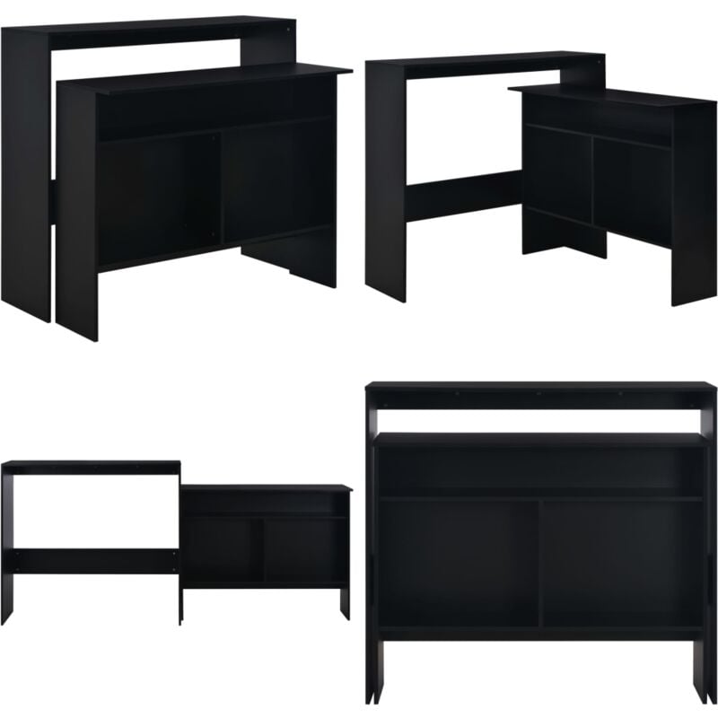 Vidaxl - Table de bar avec 2 dessus de table Noir 130 x 40 x 120 cm - Table De Bar - Table Haute - Meuble De Salon - Mobilier Contemporain - Table