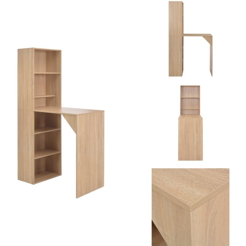 Vidaxl - Table de bar avec armoire Chêne 115x59x200 cm - Table De Bar - Table Haute - Meuble De Salon - Mobilier Moderne - Table Avec Rangement