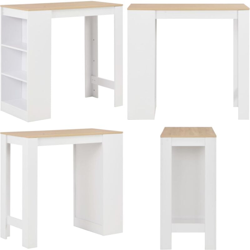 Vidaxl - Table de bar avec étagère Blanc 110x50x103 cm - Table De Bar - Table Haute - Table à Manger - Meuble De Salon - Mobilier Tendance - Home &
