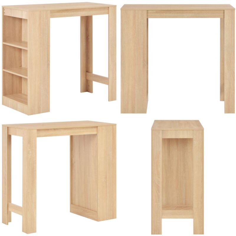 Vidaxl - Table de bar avec étagère Chêne 110x50x103 cm - Table De Bar - Table Haute - Meuble Bar - Table à Boissons - Table Élégante - Home & Living