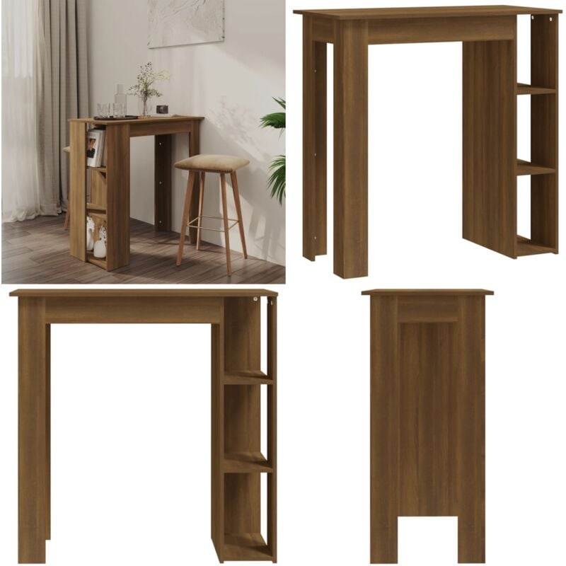 Vidaxl - Table de bar avec étagère chêne marron bois d'ingénierie - Table De Bar - Table Bistro - Table Pub - Meuble De Salon - Mobilier Contemporain