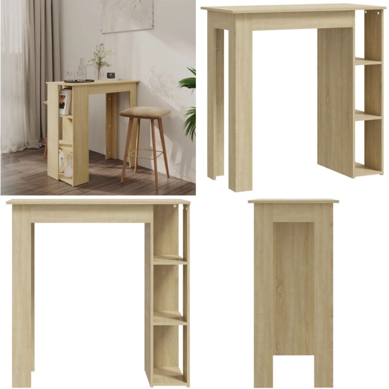 Vidaxl - Table de bar avec étagère Chêne sonoma Bois d'ingénierie - Table De Bar - Table Bistro - Table Pub - Table à Manger - Meuble De Salon - Home