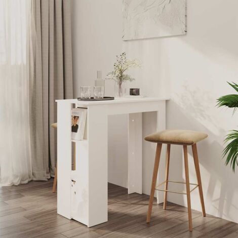 Table de bar avec étagère  Table Haute  Table d'appoint Blanc 102x50x103,5 cm Aggloméré BZTHBS318050