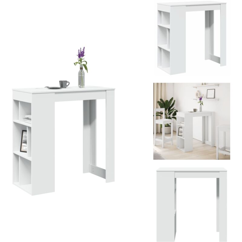 Vidaxl - Table de bar avec étagères blanc bois d'ingénierie - Table De Bar - Tables De Bar - Table De Pub - Table De Bar De Cuisine