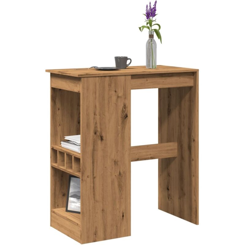 Table de bar avec étagères chêne artisanal bois d'ingénierie
