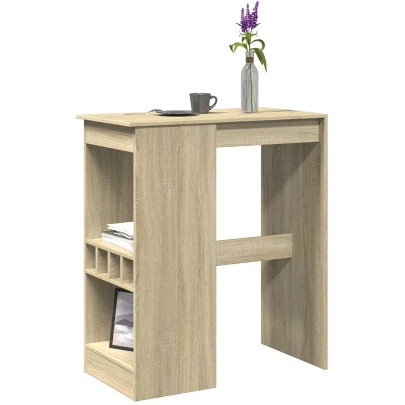 Table de bar avec étagères chêne sonoma bois d'ingénierie - Vidaxl