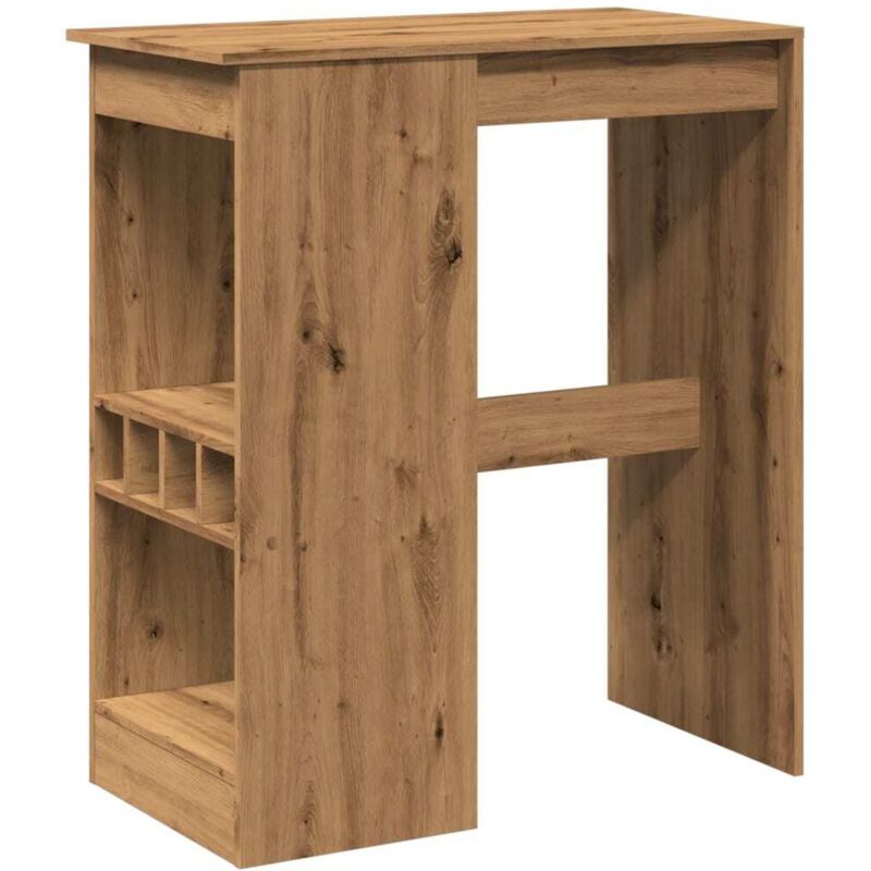 Table de bar avec étagères chêne artisanal bois d'ingénierie vidaXL