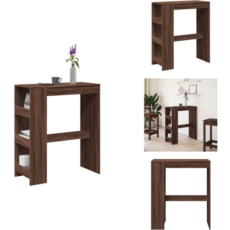 Vidaxl - Table de bar avec étagères chêne marron bois d'ingénierie - Table De Bar - Tables De Bar - Table De Pub - Table De Bar De Cuisine
