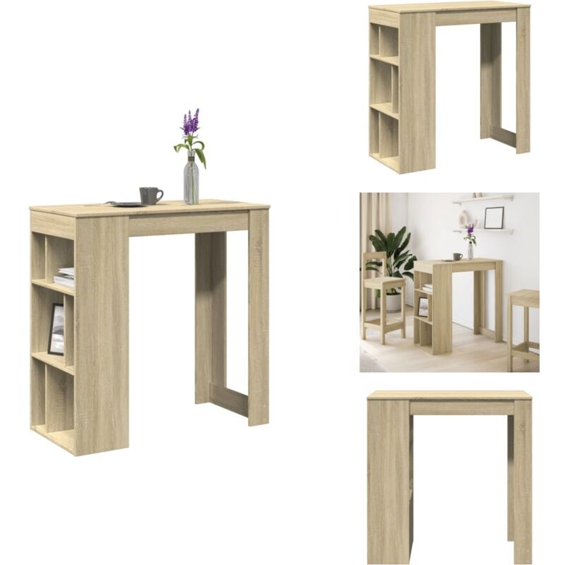 Table de bar avec étagères chêne sonoma bois d'ingénierie - Table De Bar - Tables De Bar - Table De Pub - Table De Bar De Cuisine